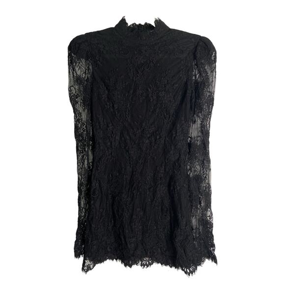 Revolve Lovers and Friends Floral Long Sleeve High Neck Mini Dress Sexy Lace - Picture 1 of 6